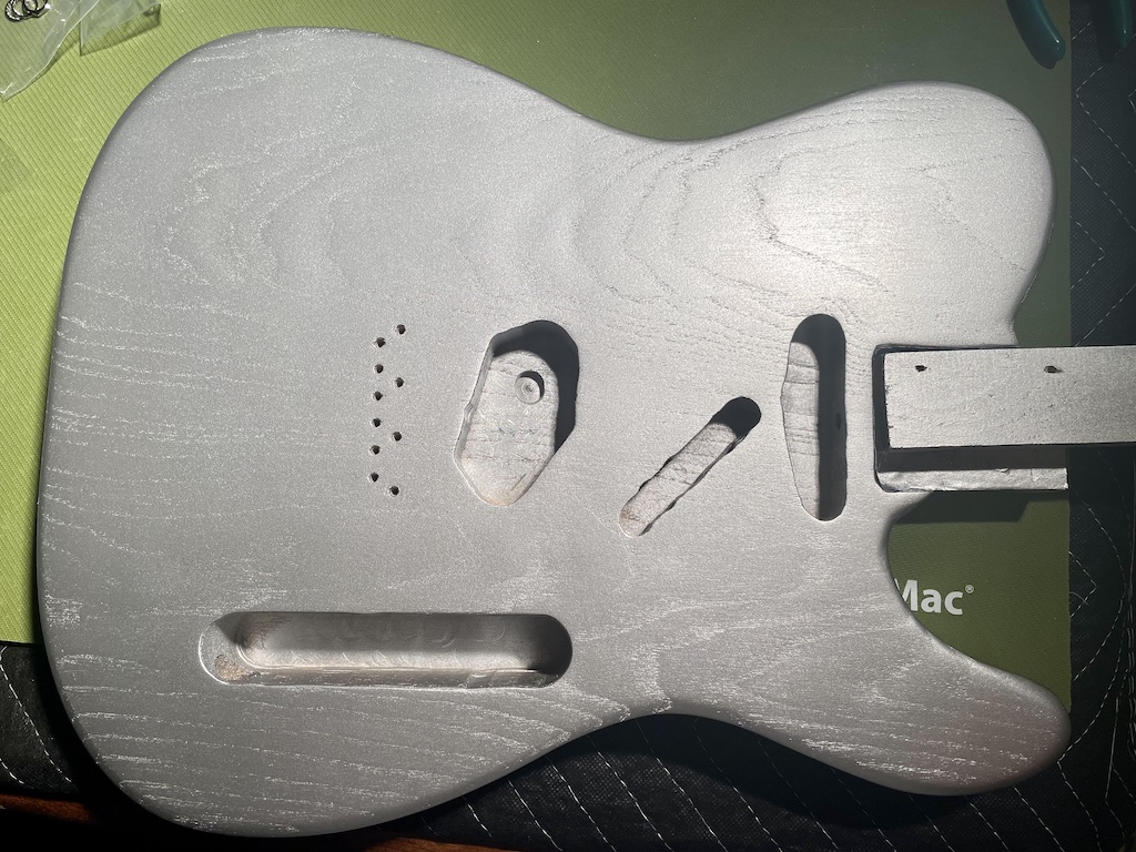 guitar body painted silver